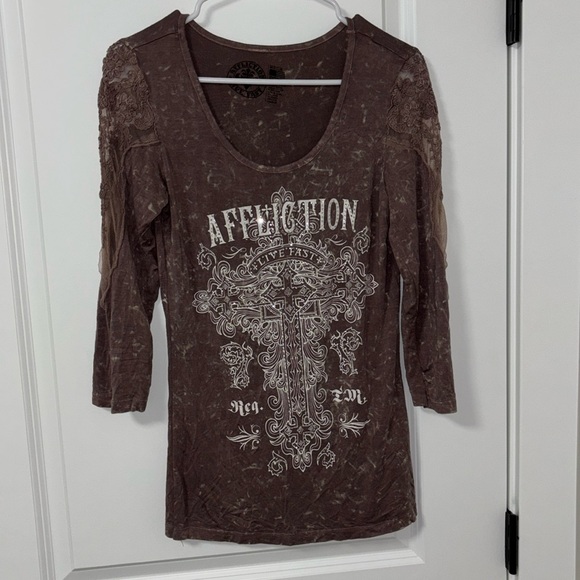 Affliction “Live Fast” quarter sleeve shirt. Laced sleeves. Size medium. - Picture 1 of 5